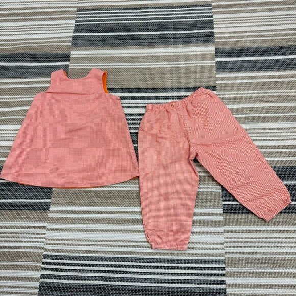 Mulberry St. Outfit Reversible Top Embroidered Gingham Halloween Orange Size 2 - Picture 2 of 13